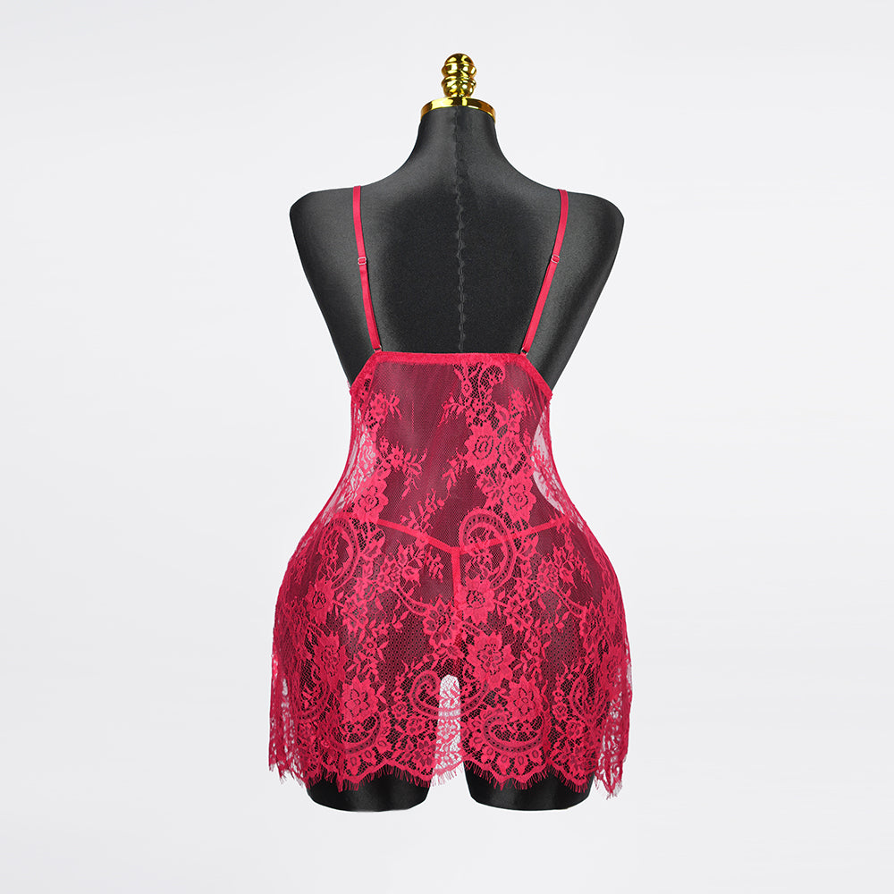 Plus Size Red Lace Nighty Babydoll