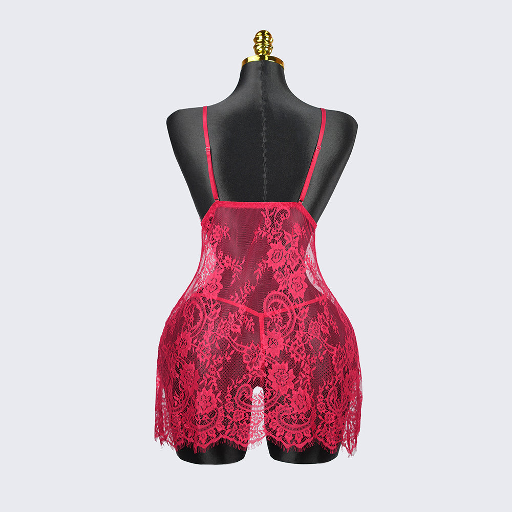 Plus Size Red Lace Nighty Babydoll