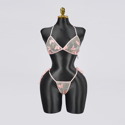 Plus Size Lace Sheer Bra Panty Set