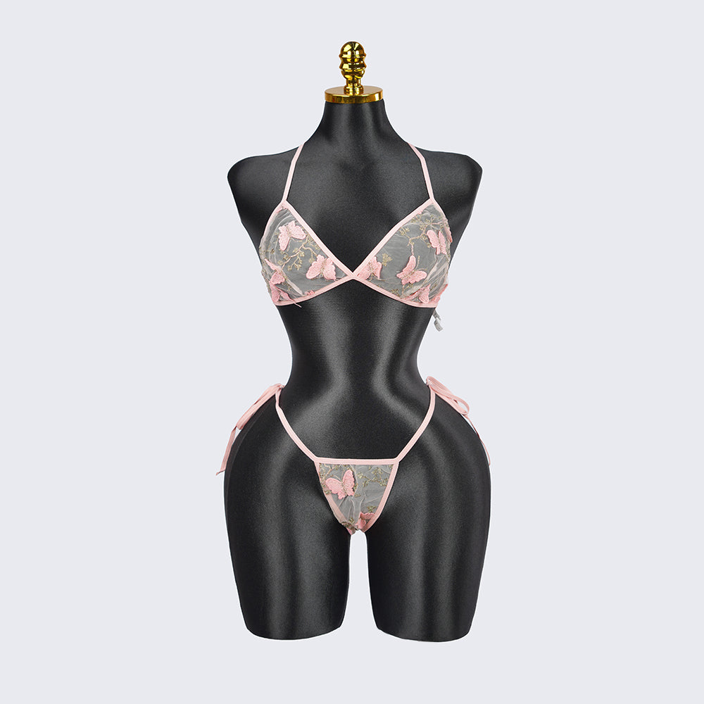 Plus Size Lace Sheer Bra Panty Set