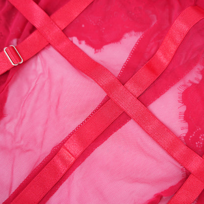 Plus Size Red Mesh Bodysuit