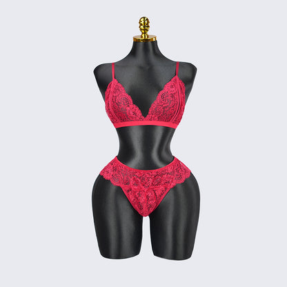 Plus Size Red Lace Bra Panty Set