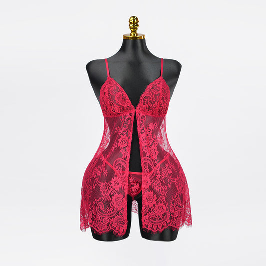 Plus Size Red Lace Nighty Babydoll