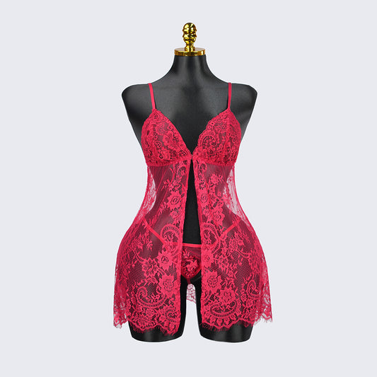 Plus Size Red Lace Nighty Babydoll