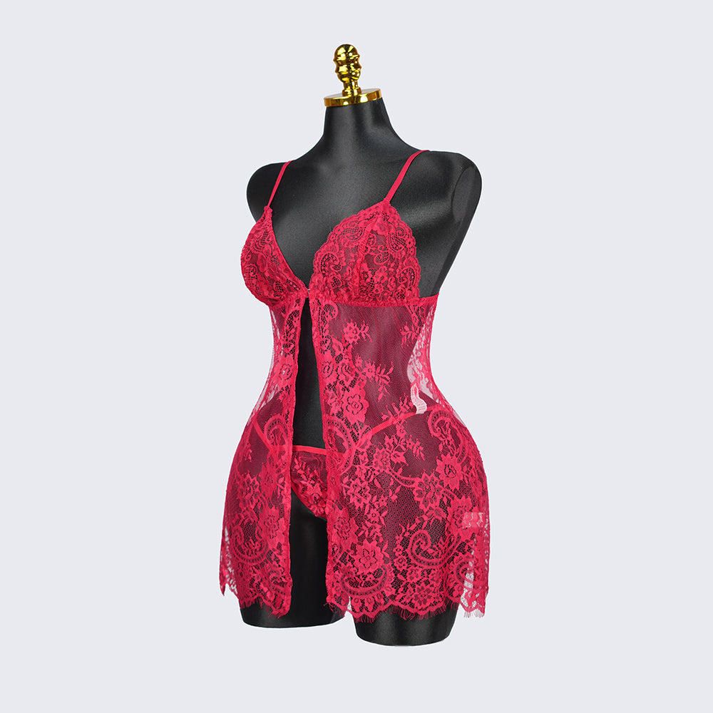 Plus Size Red Lace Nighty Babydoll