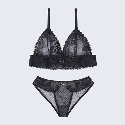 Plus Size Sexy Sheer Lace Mesh Bra Panty Set