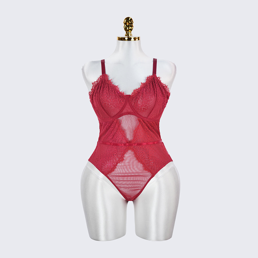 Plus Size Sexy Sheer Tummy Shaper Slimming Bodysuit