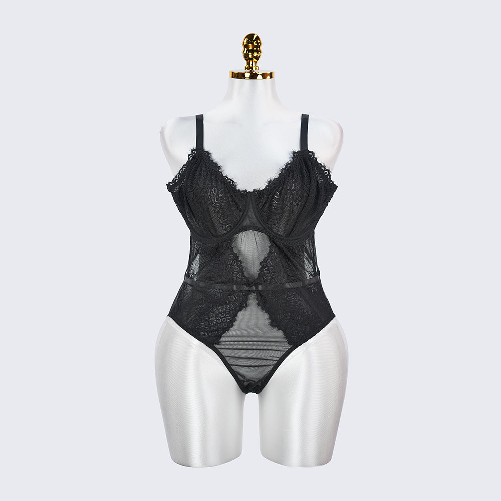 Plus Size Sexy Sheer Tummy Shaper Slimming Bodysuit