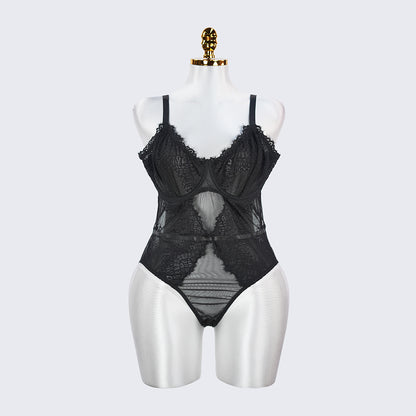 Plus Size Sexy Sheer Tummy Shaper Slimming Bodysuit