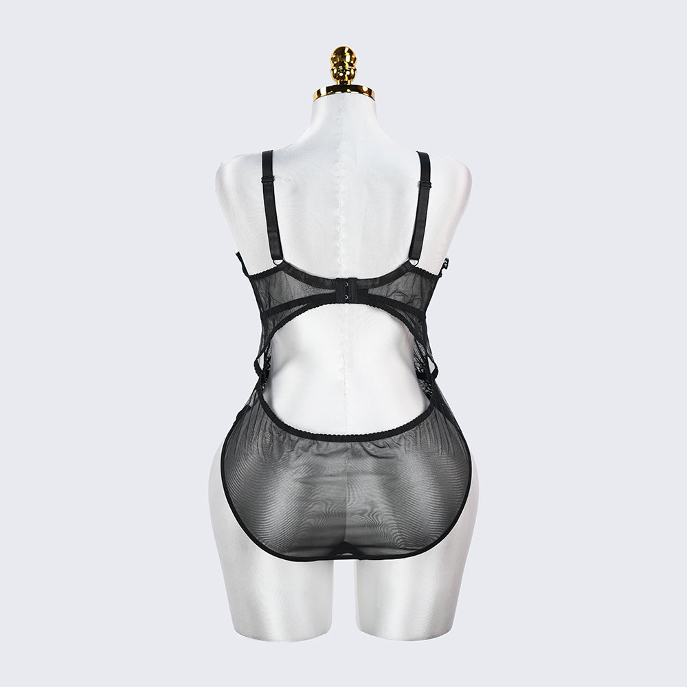 Plus Size Sexy Sheer Tummy Shaper Slimming Bodysuit
