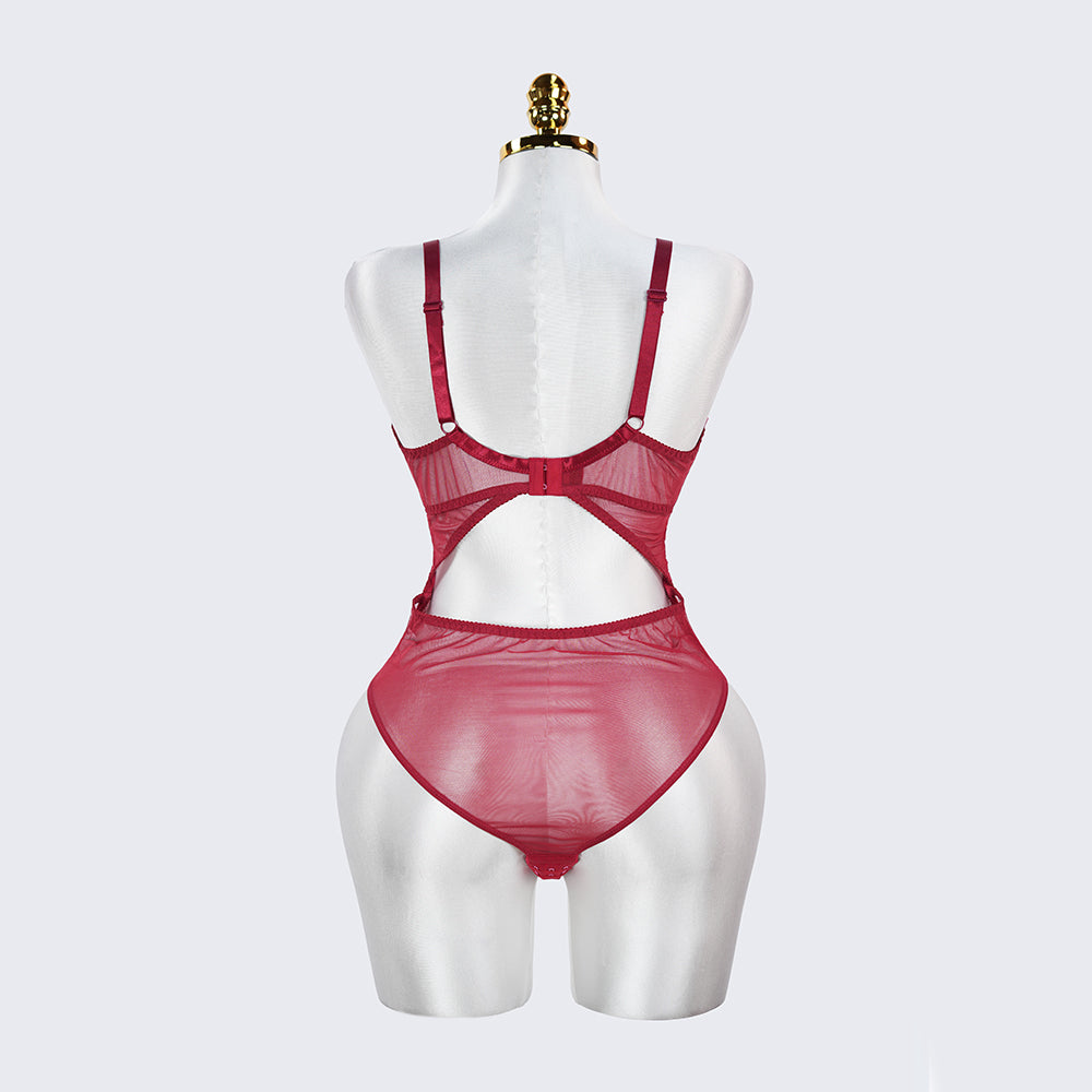 Plus Size Sexy Sheer Tummy Shaper Slimming Bodysuit