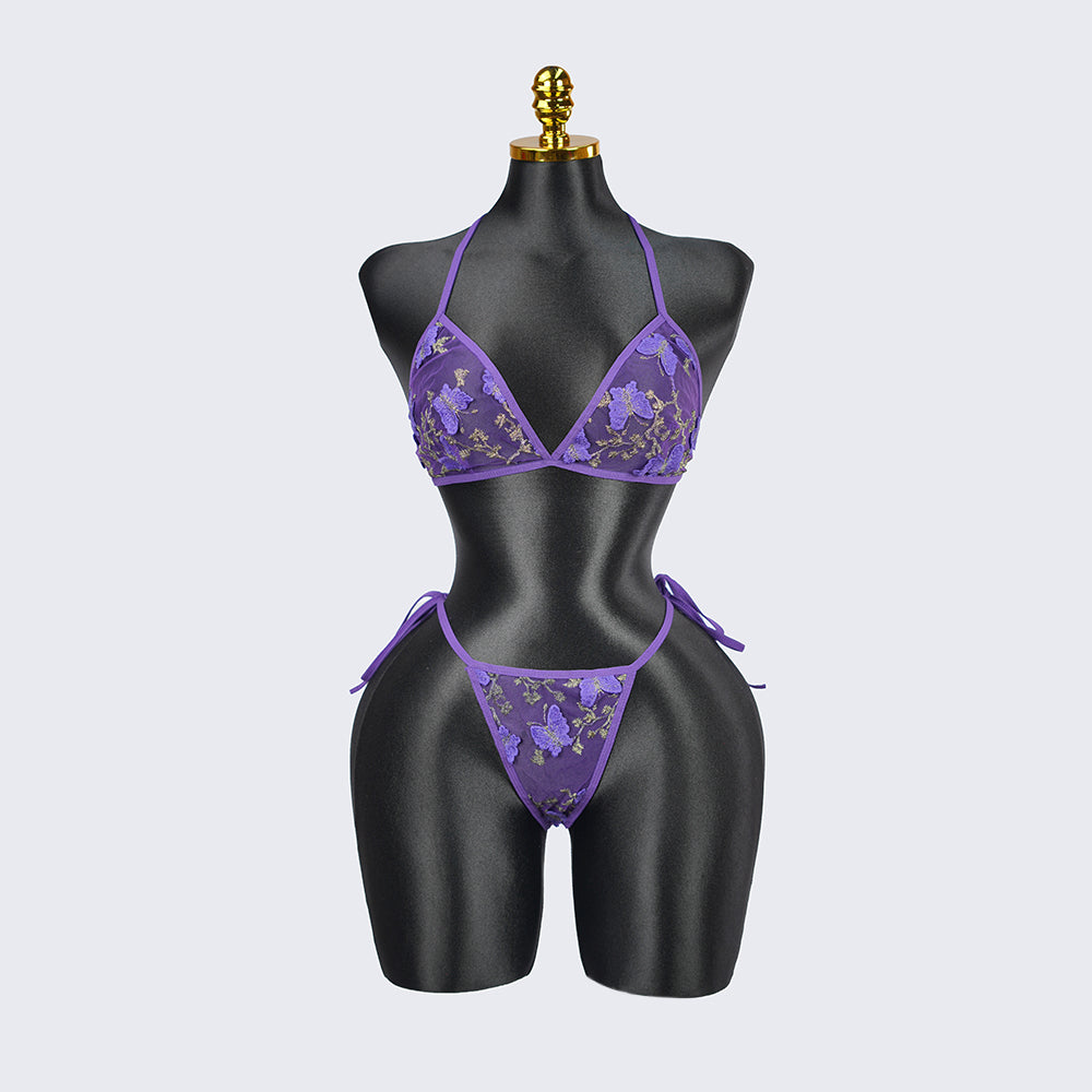 Plus Size Lace Sheer Bra Panty Set