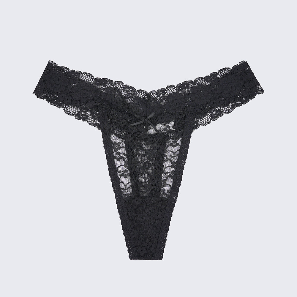 Plus Size Sheer Lace Thong Women's Sexy Lingerie Panty Set