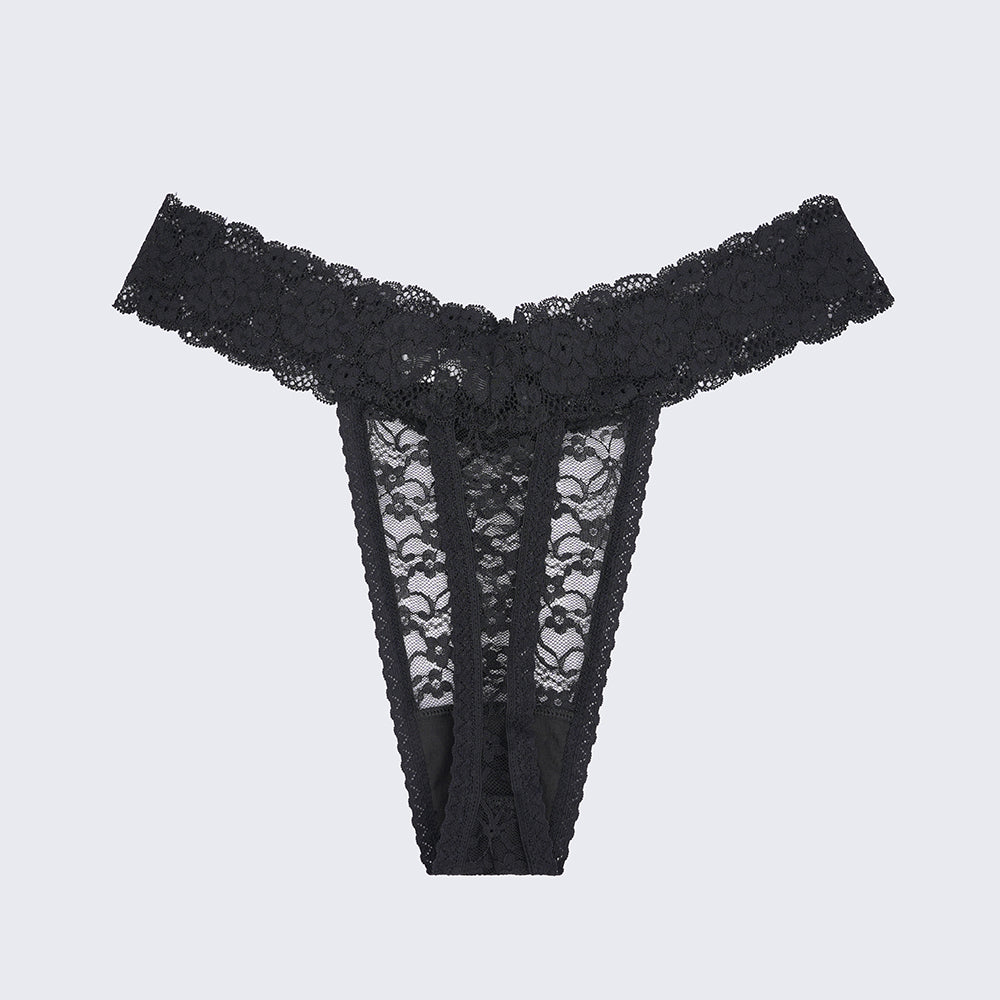 Plus Size Sheer Lace Thong Women's Sexy Lingerie Panty Set