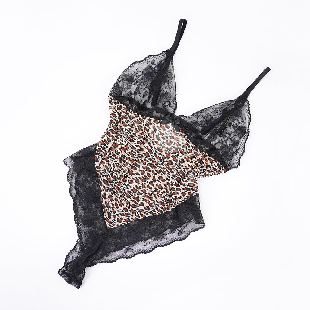 Plus Size Sheer Leopard Print Bodysuit