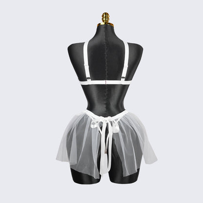 Plus Size White Sheer Mesh Bodysuit