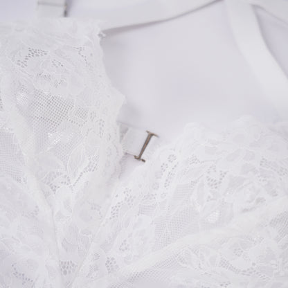 Plus Size White Sheer Mesh Bodysuit