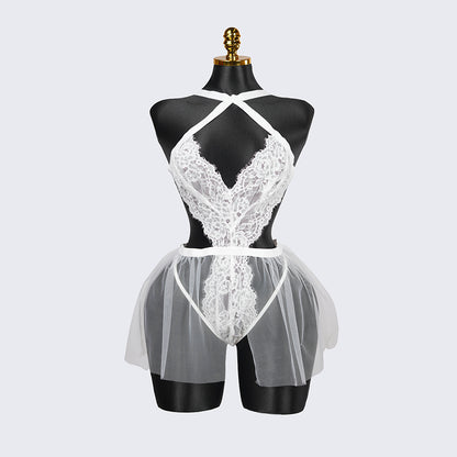 Plus Size White Sheer Mesh Bodysuit