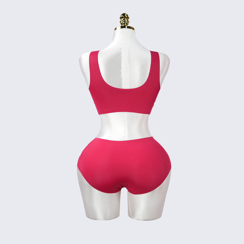Plus Size Wireless Seamless Padded Bra Panty Set