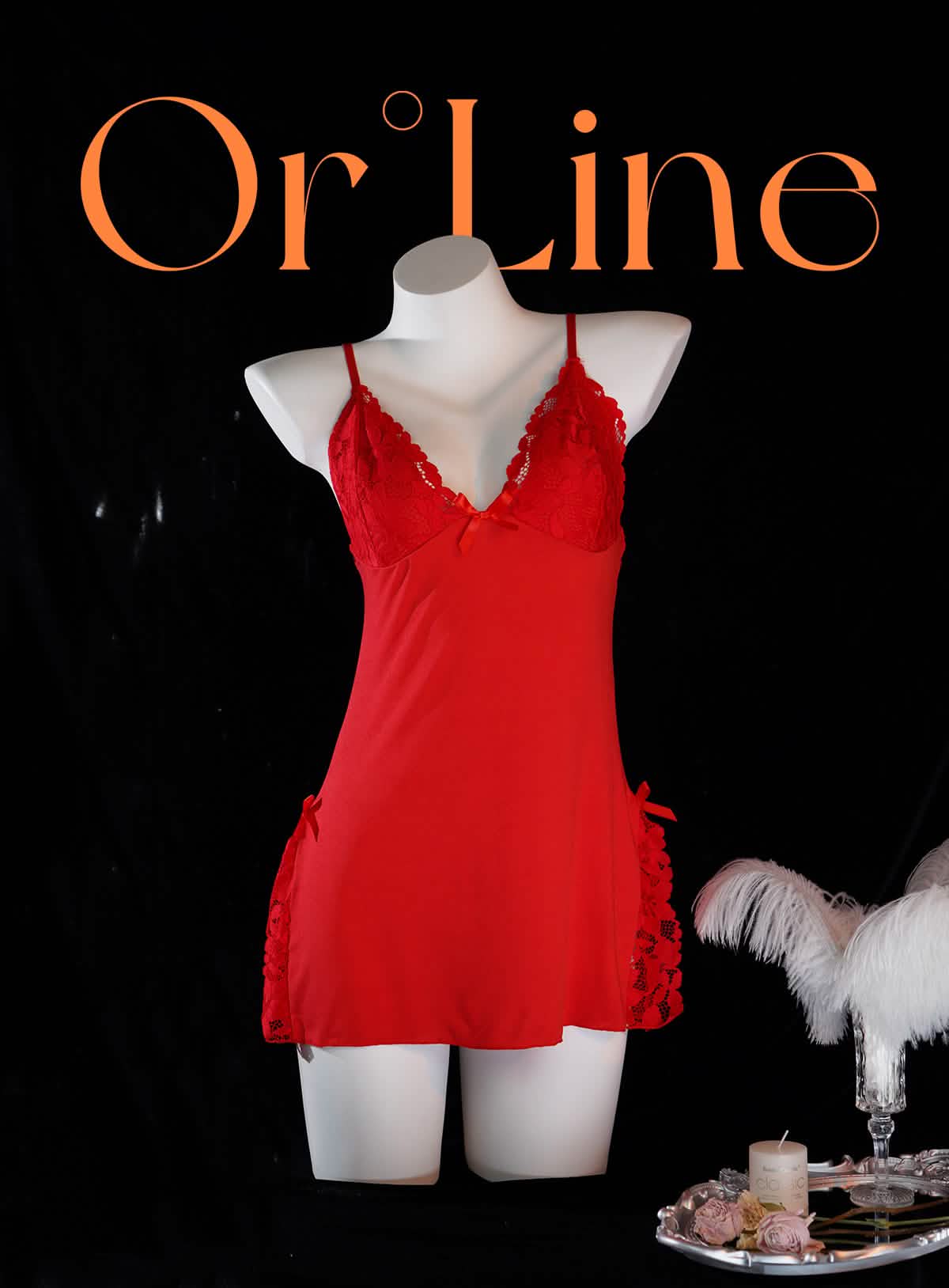 Red Mesh Sexy Spaghetti-strap Lace Dress