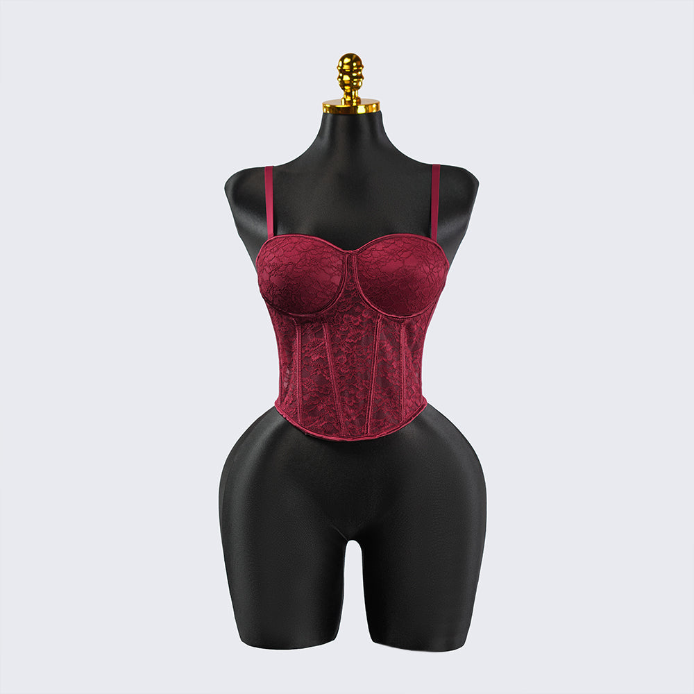 Red Floral Lace Sculpting Corset