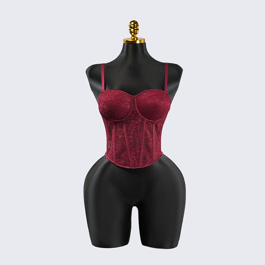 Red Floral Lace Sculpting Corset