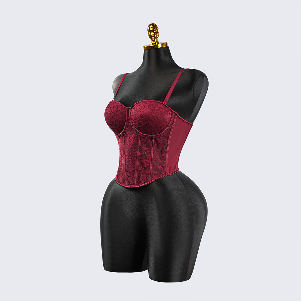 Red Floral Lace Sculpting Corset