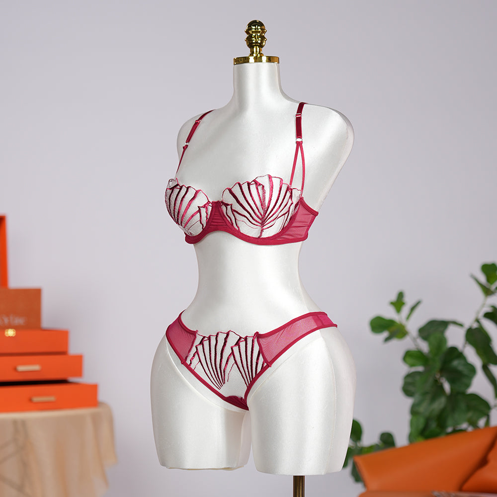 Geometric Lace Embroidery Lingerie Set