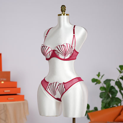 Geometric Lace Embroidery Lingerie Set