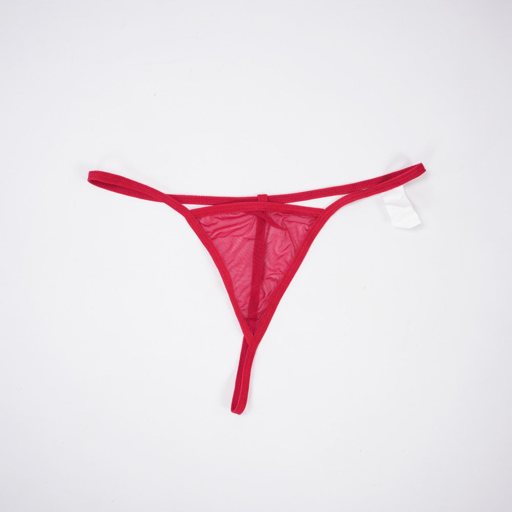 Red Lace See-Through Seduction Dress Panties Set