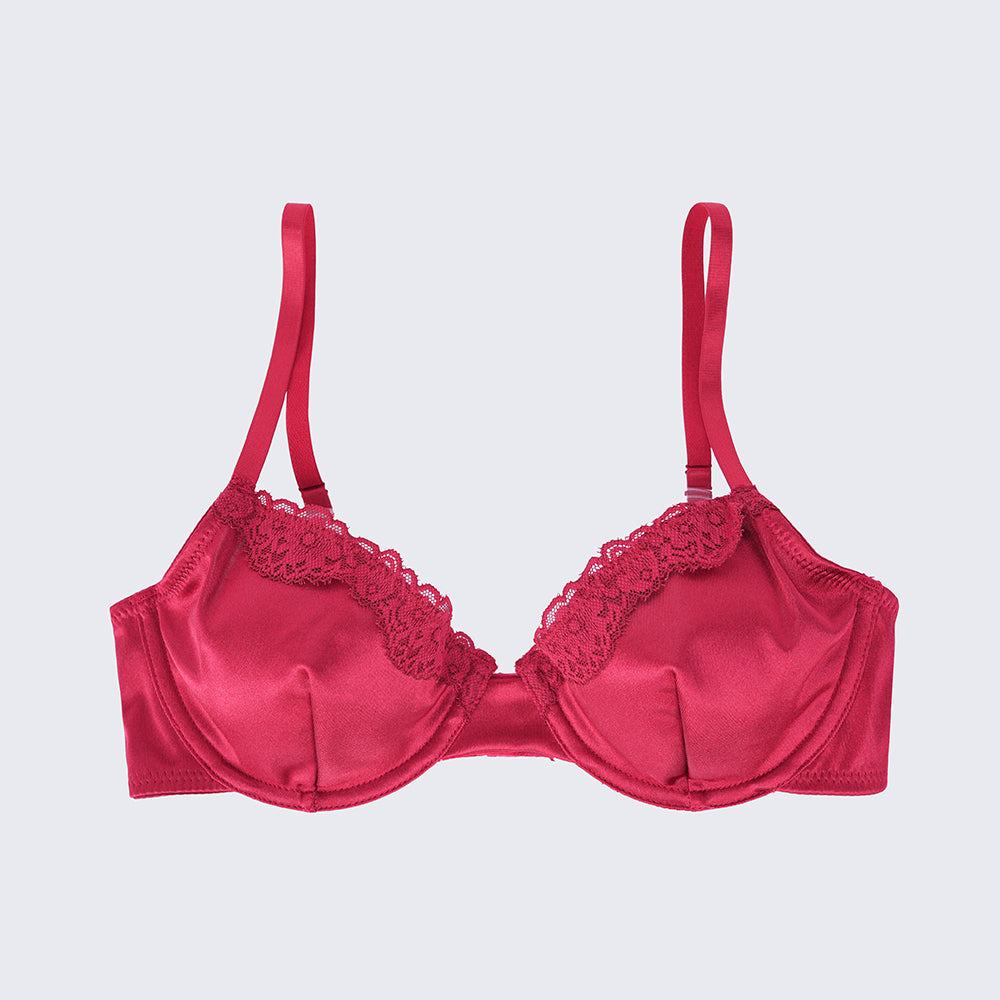 Red Lace Trim Comfort Bra Panty Set