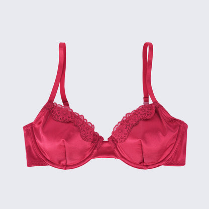 Red Lace Trim Comfort Bra Panty Set
