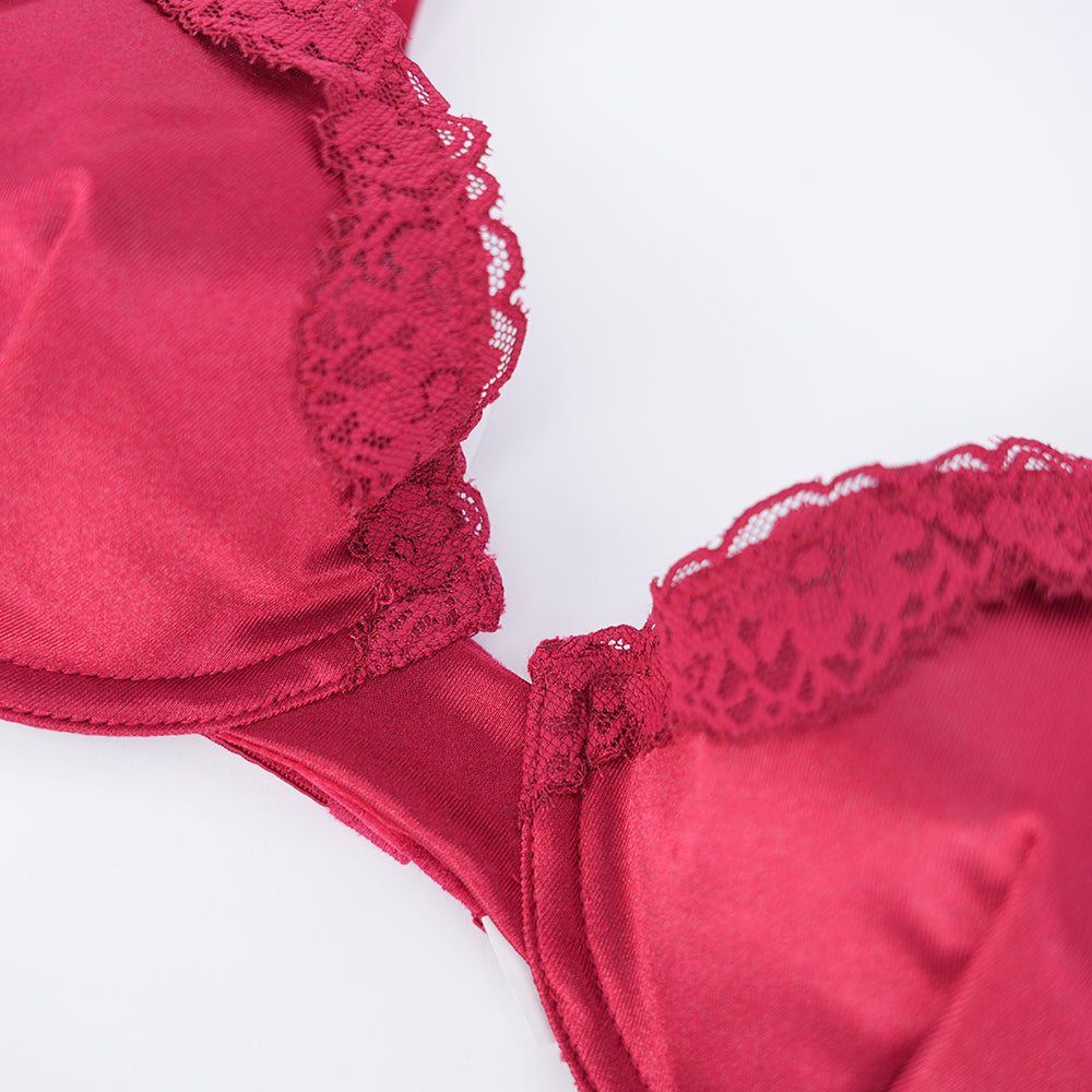 Red Lace Trim Comfort Bra Panty Set