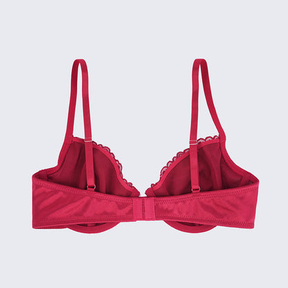 Red Lace Trim Comfort Bra Panty Set