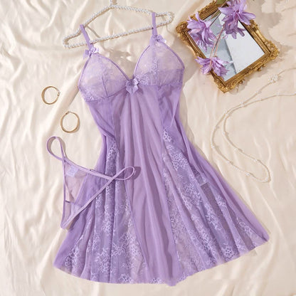 Floral Lace Nightgown Dress Set