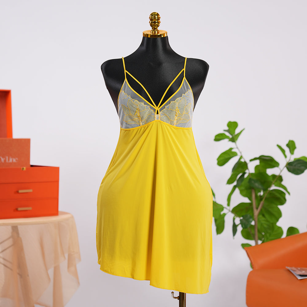 Embroidered Lace Nightgown with Adjustable Spaghetti Straps