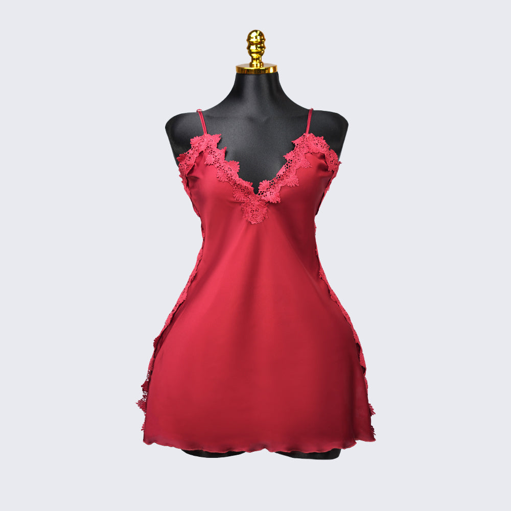 Satin Floral Lace Dress Mini Slip Nightwear