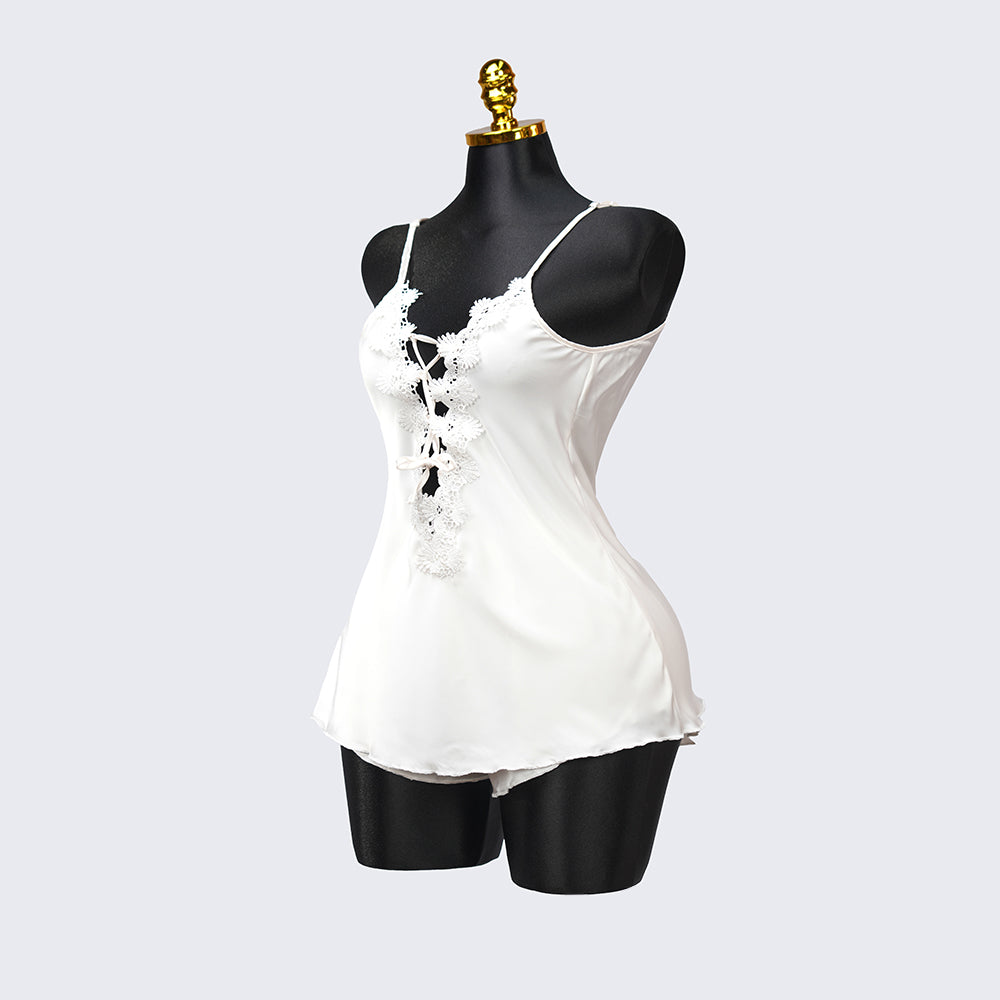 Satin Floral Lace Pajamas Set Nightwear