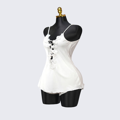 Satin Floral Lace Pajamas Set Nightwear