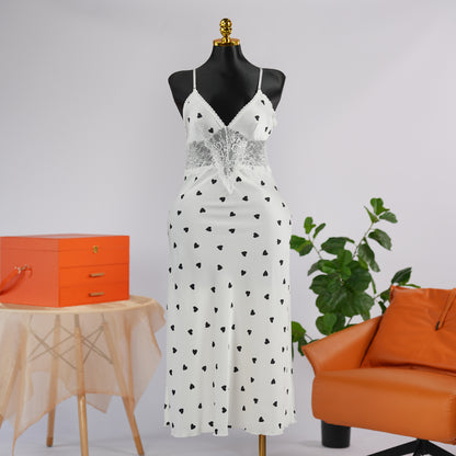 Satin Heart Printed Nightgown