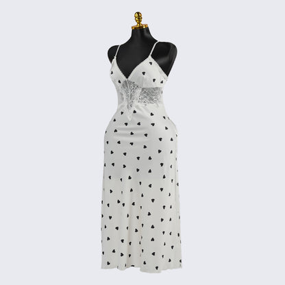 Satin Heart Printed Nightgown