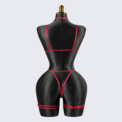 Crimson Seduction Red Lace Embroidery Seduction Bodysuit