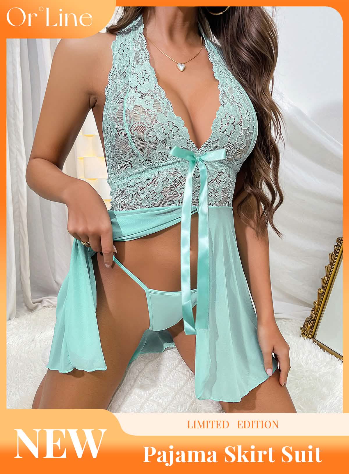 Sexy bride wedding dress style lace embroidery slit underwear see-through hollow sexy outfit pajamas suspenders nightdress underwear set