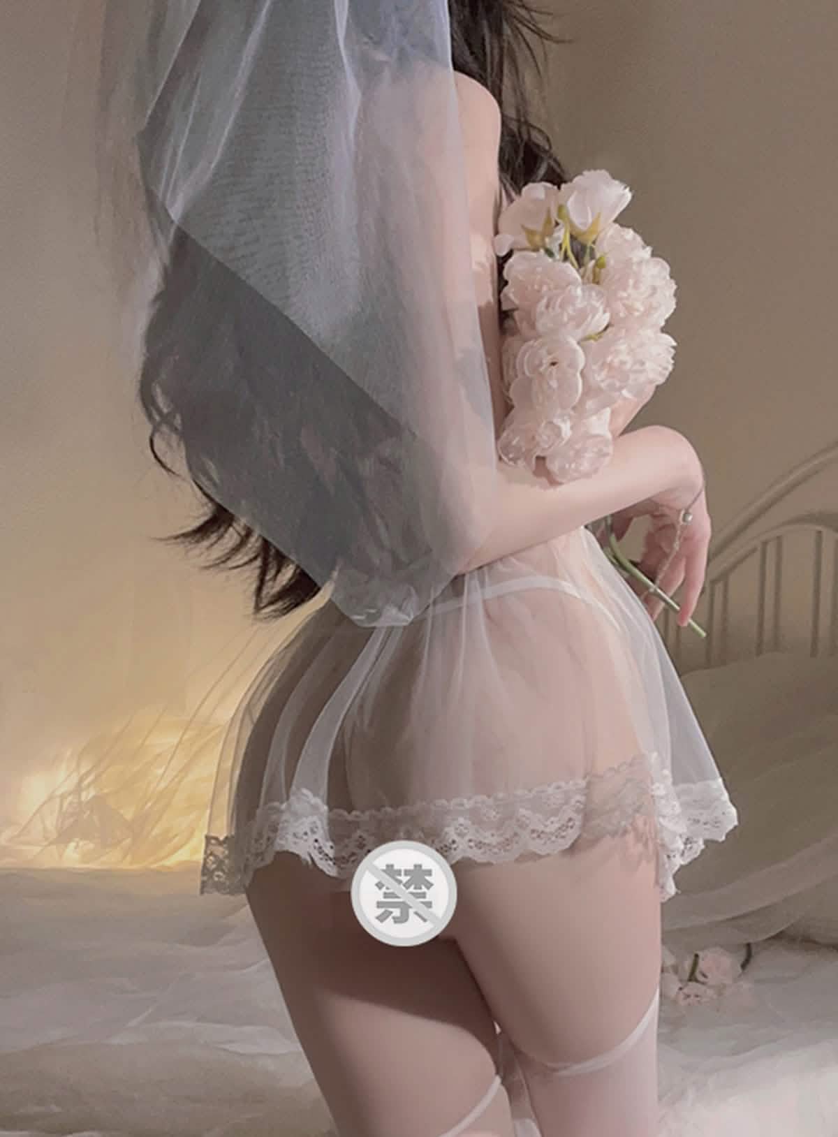Sexy lace embroidery bridal wedding dress style see-through sexy lingerie bodysuit miniskirt