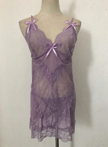 Sexy lace embroidery lingerie dress perspective hollow sexy outfit pajamas suspender skirt nightdress