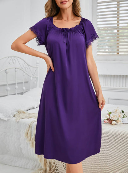 Sexy purple silk lace embroidery embroidery lingerie see-through cut-out seduction exposing dress pajamas pajamas