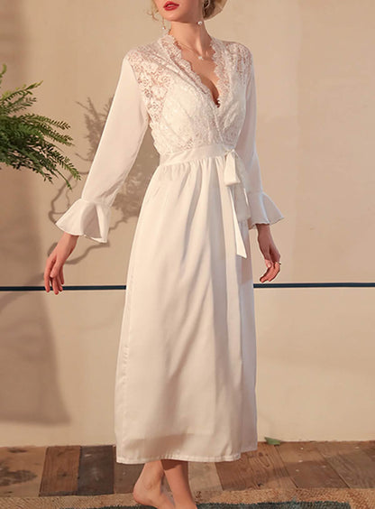 Silk Lace Elegant Robe Dress Set