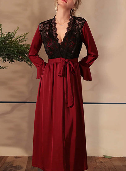 Silk Lace Elegant Robe Dress Set