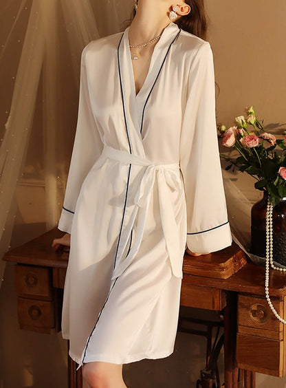 Sexy silk palace style high slit pajamas, nightgowns, bathrobes, morning robes