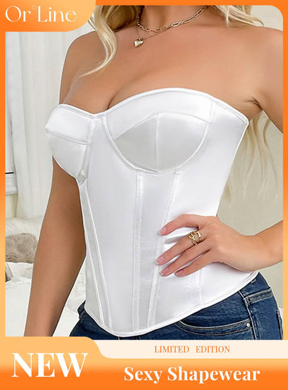 Sexy white silk corset bust support wedding dress dedicated corset support strap